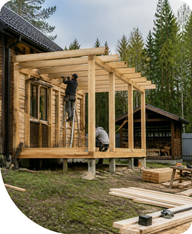 Строительство пристроек и построек на участке в Шарыпове